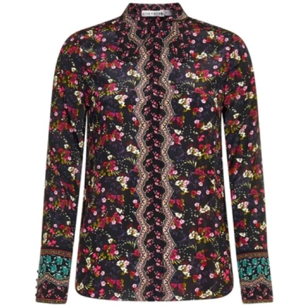 Alice + Olivia Willa 70's Floral-Print Silk Blouse - Multicoloured (T1)